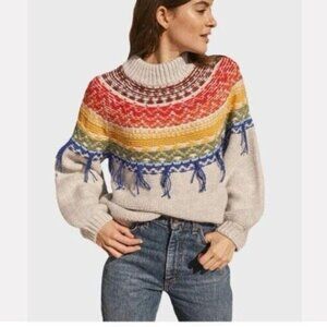 Anthropologie SAYLOR Sweater S Small Thick Pullover SKI Winter Fringe $220
